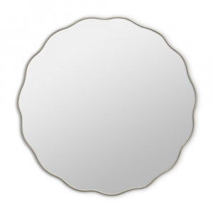 Круглое зеркало в серебряной волнистой раме Fancy S Silver (Фэнси) Smal Ø60 см